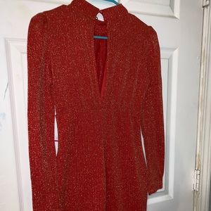 Red dress with gold sparkles